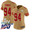 Nike 49ers #94 Solomon Thomas Gold Super Bowl LIV 2020 Women’s Stitched NFL Limited Inverted Legend 100th Season Jersey