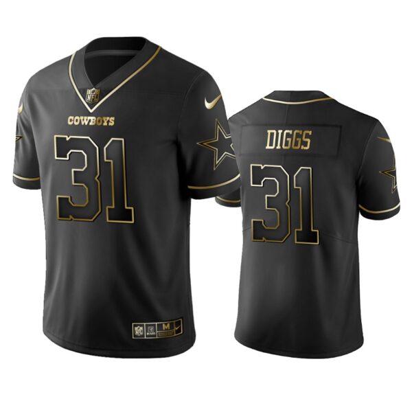 Men’s Dallas Cowboys #31 Trevon Diggs Black Golden Edition Vapor Limited Jersey