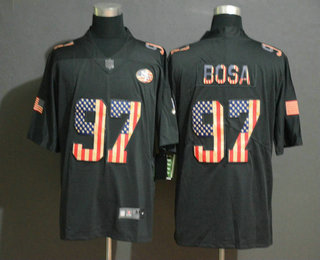 Men’s San Francisco 49ers #97 Nick Bosa 2019 Black Salute To Service USA Flag Fashion Limited Jersey
