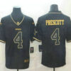 Men’s Dallas Cowboys #4 Dak Prescott Black 100th Season Golden Edition Jersey