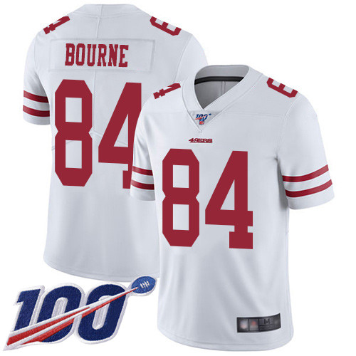 San Francisco 49ers Men’s #84 Kendrick Bourne White Limited Road 100th Season Vapor Untouchable Jersey