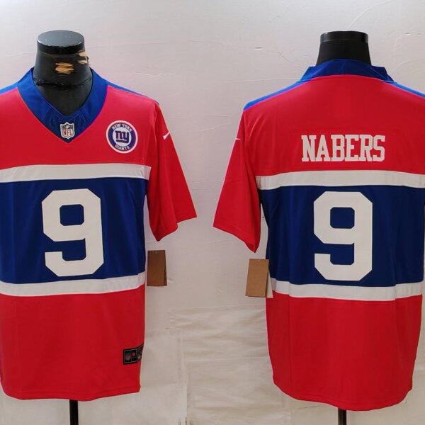 Men’s New York Giants #9 Malik Nabers Limited Red Alternate FUSE Team Patch Vapor Jersey