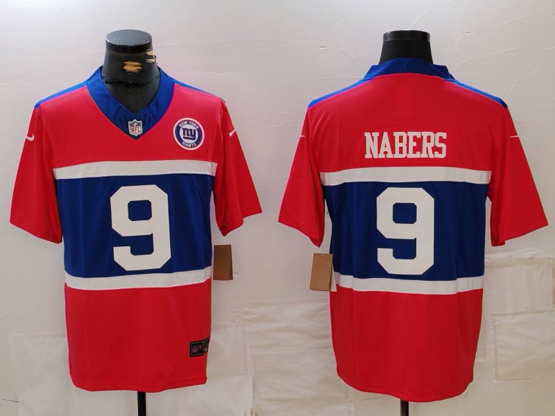 Men’s New York Giants #9 Malik Nabers Limited Red Alternate FUSE Team Patch Vapor Jersey