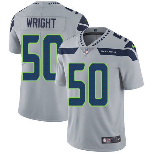 Men’s Seattle Seahawks #50 K.J. Wright Grey Nike NFL Alternate Vapor Untouchable Limited Jersey