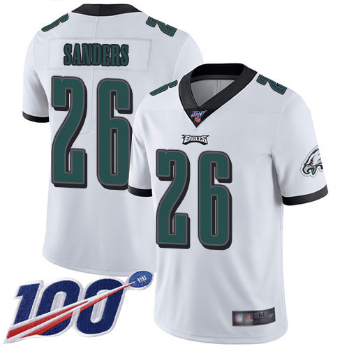 Nike Eagles #26 Miles Sanders White Men’s Stitched NFL 100th Season Vapor Limited Jersey