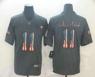 Men’s New England Patriots #11 Julian Edelman 2019 Black Salute To Service USA Flag Fashion Limited Jersey