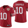 Men’s San Francisco 49ers #10 Jimmy Garoppolo Red 75th Anniversary Patch 2021 Vapor Untouchable Stitched Nike Limited Jersey