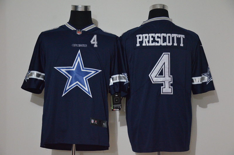 Men’s Dallas Cowboys #4 Dak Prescott Navy Blue 2020 Big Logo Number Vapor Untouchable Stitched NFL Nike Fashion Limited Jersey