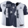 Men’s Dallas Cowboys #4 Dak Prescott Split Navy White With C Patch And 1960 Patch Limited Stitched Jersey