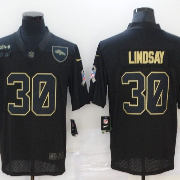 Men’s Denver Broncos #30 Phillip Lindsay Black 2020 Salute To Service Stitched NFL Nike Limited Jersey