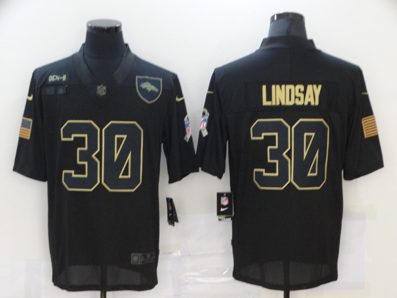 Men’s Denver Broncos #30 Phillip Lindsay Black 2020 Salute To Service Stitched NFL Nike Limited Jersey