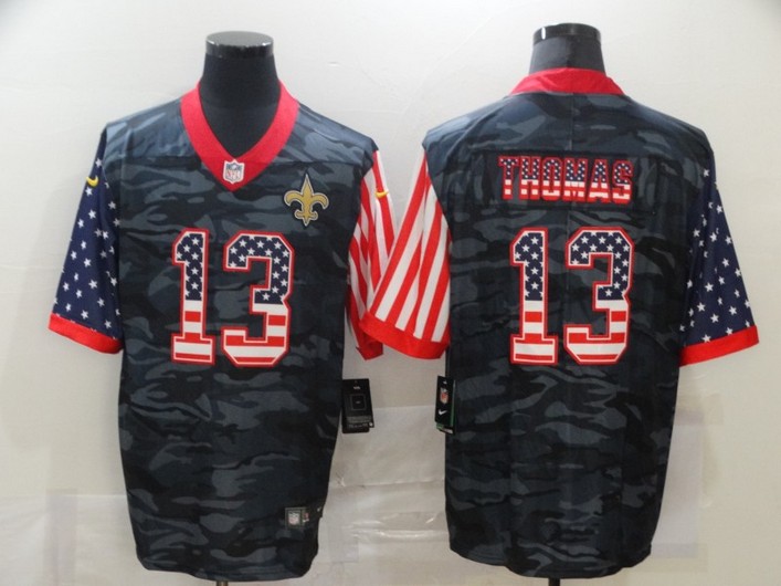 Men’s New Orleans Saints #13 Michael Thomas USA Camo 2020 Salute To Service Stitched NFL Nike Limited Jersey