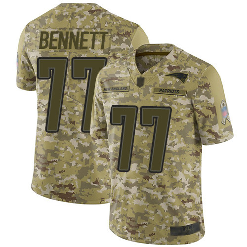 Nike Patriots #77 Michael Bennett Camo Men’s Stitched NFL Limited 2018 Salute To Service Jersey