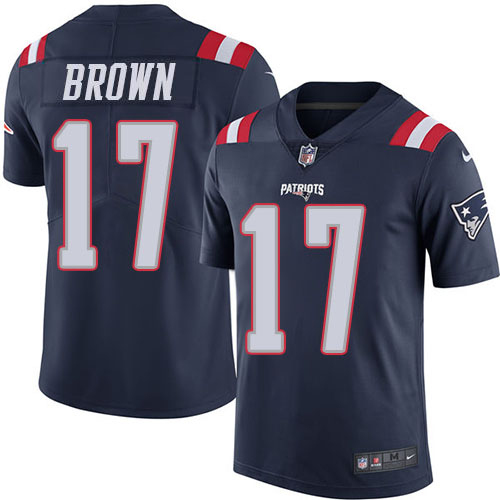 Nike Patriots #17 Antonio Brown Navy Blue Men’s Stitched NFL Limited Rush Jersey