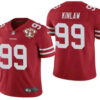 Men’s San Francisco 49ers #99 Javon Kinlaw Red 75th Anniversary Patch 2021 Vapor Untouchable Stitched Nike Limited Jersey