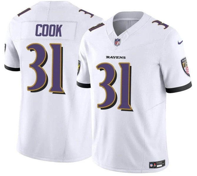 Men’s Baltimore Ravens #31 Dalvin Cook White 2024 F.U.S.E. Vapor Limited Football Stitched Jersey