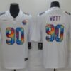 Men Pittsburgh Steelers 90 T.J. Watt White Nike Rainbow version 2021 NFL Jersey