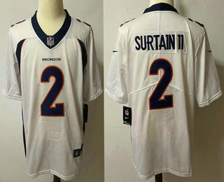 Men’s Denver Broncos #2 Patrick Surtain II White 2021 Vapor Untouchable Stitched NFL Nike Limited Jersey