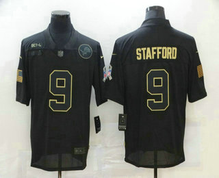 Men’s Detroit Lions #9 Matthew Stafford Black 2020 Salute To Service Stitched NFL Nike Limited Jersey