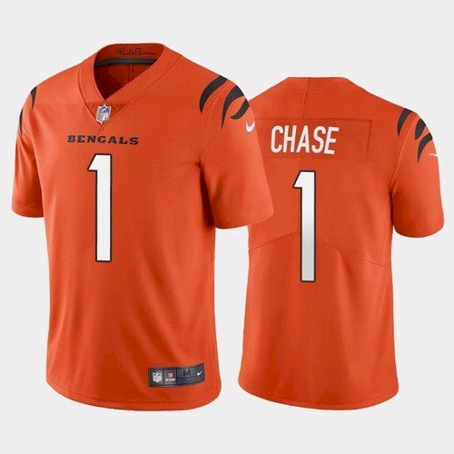Men’s Cincinnati Bengals #1 Ja’Marr Chase Orange 2021 Limited Football Jersey