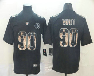 Men’s Pittsburgh Steelers #90 T. J. Watt Black Statue Of Liberty Stitched NFL Nike Limited Jersey