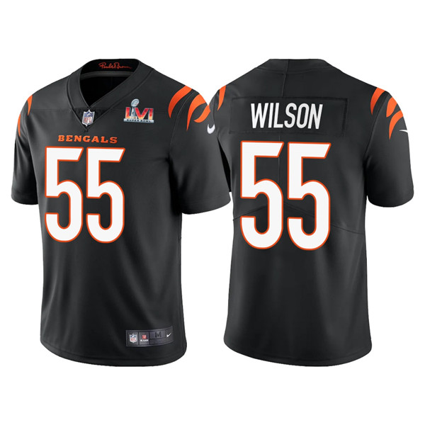 Men’s Cincinnati Bengals #55 Logan Wilson 2022 Black Super Bowl LVI Vapor Limited Stitched Jersey