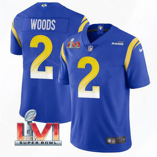Men’s Los Angeles Rams #2 Robert Woods 2022 Royal Super Bowl LVI Vapor Limited Stitched Jersey