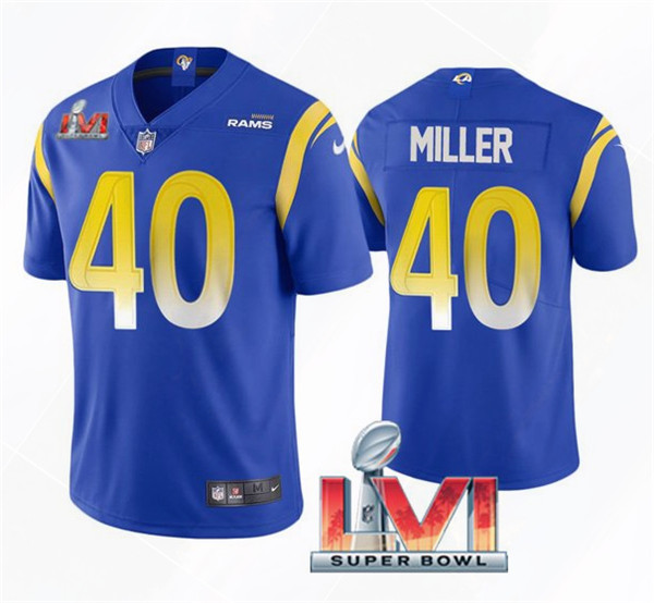 Men’s Los Angeles Rams #40 Von Miller 2022 Royal Super Bowl LVI Vapor Limited Stitched Jersey