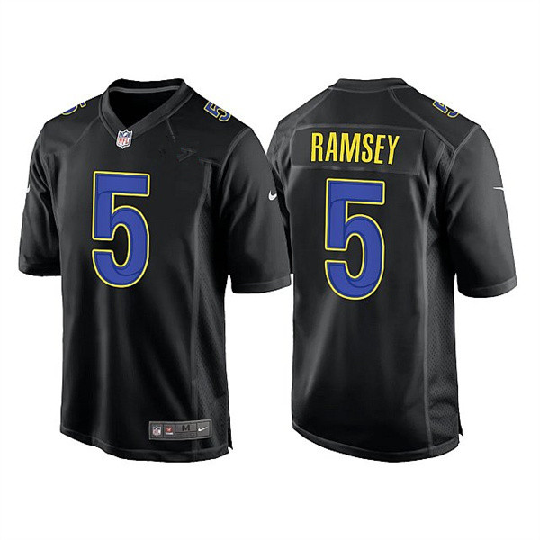 Men’s Los Angeles Rams #5 Jalen Ramsey 2022 Black Game Stitched Jersey
