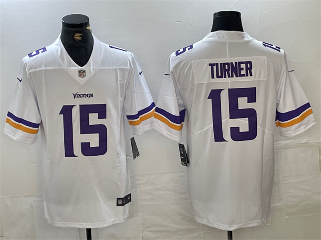 Men’s Minnesota Vikings #15 Dallas Turner White 2024 Draft Vapor Untouchable Limited Football Stitched Jersey