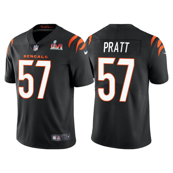 Men’s Cincinnati Bengals #57 Germaine Pratt 2022 Black Super Bowl LVI Vapor Limited Stitched Jersey
