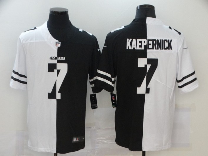 Men’s San Francisco 49ers #7 Colin Kaepernick White Black Peaceful Coexisting 2020 Vapor Untouchable Stitched NFL Nike Limited Jersey
