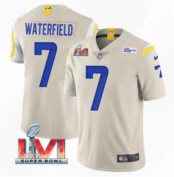 Men’s Los Angeles Rams #7 Bob Waterfield 2022 Bone Super Bowl LVI Vapor Limited Stitched Jersey