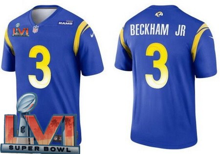 Men’s Los Angeles Rams #3 Odell Beckham Jr Limited Blue 2022 Super Bowl LVI Bound Vapor Jersey