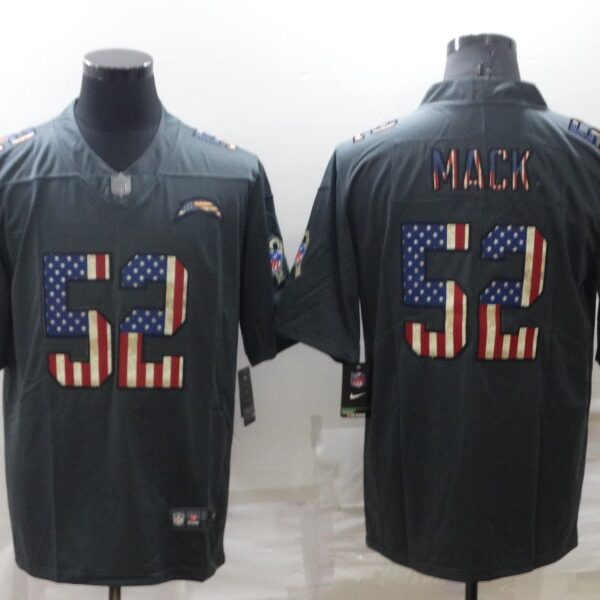 Men’s Los Angeles Chargers #52 Khalil Mack Grey Salute To Service USA Flag Stitched Jersey