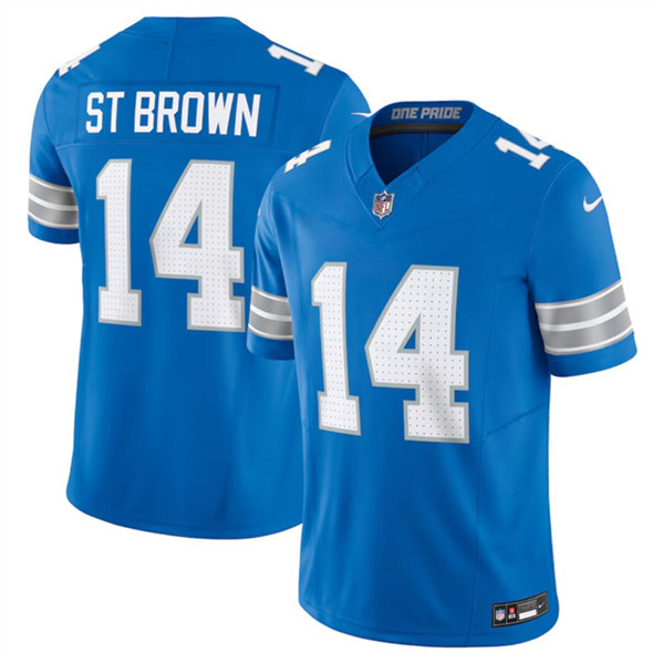 Men’s Detroit Lions #14 Amon-Ra St. Brown Blue 2024 F.U.S.E. Vapor Limited Stitched Jersey