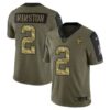 Men’s Olive New Orleans Saints #2 Jameis Winston 2021 Camo Salute To Service Limited Stitched Jersey
