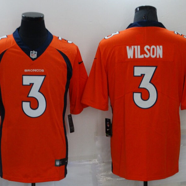Men’s Denver Broncos #3 Russell Wilson Orange Vapor Untouchable Limited Stitched Jersey