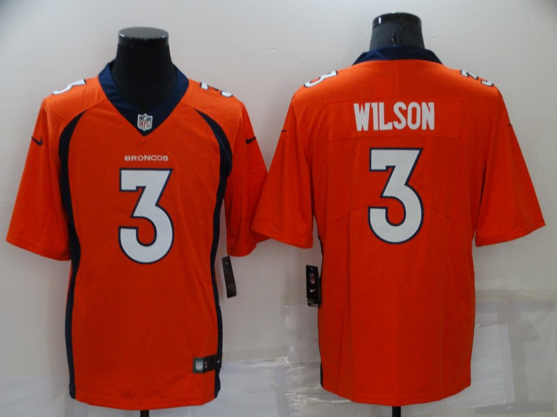 Men’s Denver Broncos #3 Russell Wilson Orange Vapor Untouchable Limited Stitched Jersey