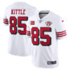 Men’s San Francisco 49ers #85 George Kittle 2021 White With C Patch 75th Anniversary Vapor Untouchable Limited Stitched Jerseys