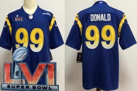 Men’s Los Angeles Rams #99 Aaron Donald Limited Royal 2022 Super Bowl LVI Bound Vapor Jersey