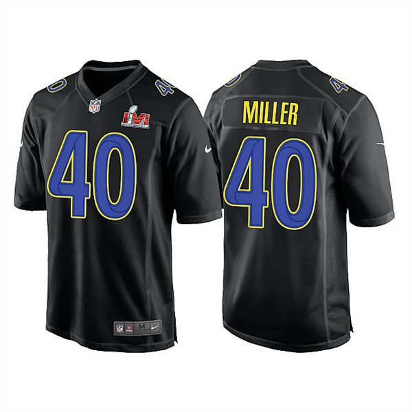 Men’s Los Angeles Rams #40 Von Miller 2022 Black Super Bowl LVI Game Stitched Jersey