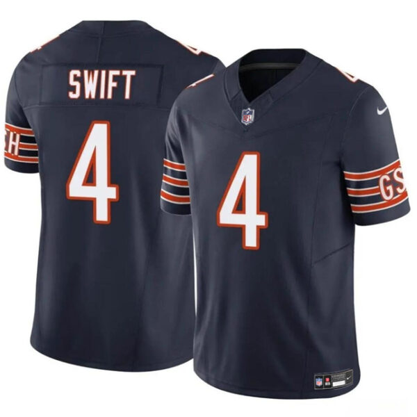 Men’s Chicago Bears #4 D’Andre Swift Navy 2023 F.U.S.E. Vapor Football Stitched Jersey