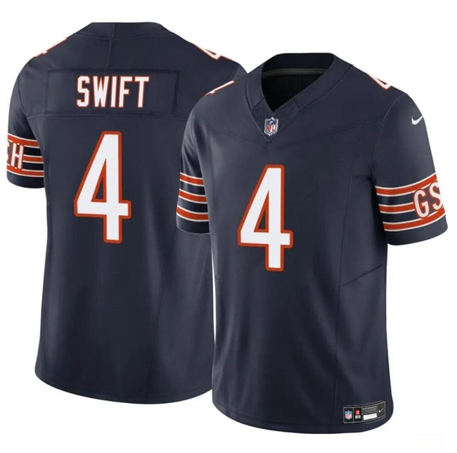 Men’s Chicago Bears #4 D’Andre Swift Navy 2023 F.U.S.E. Vapor Football Stitched Jersey