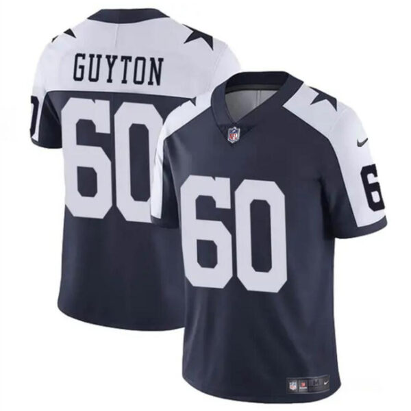 Men’s Dallas Cowboys #60 Tyler Guyton Navy White 2024 Draft Vapor Untouchable Thanksgiving Limited Football Stitched Jersey