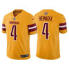Men’s Washington Commanders #4 Taylor Heinicke Gold Vapor Untouchable Stitched Football Jersey