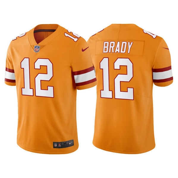 Men’s Tampa Bay Buccaneers #12 Tom Brady Orange Vapor Untouchable Limited Stitched Jersey