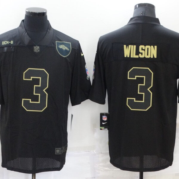 Men’s Denver Broncos #3 Russell Wilson Black 2020 Salute To Service Stitched NFL Nike Limited Jersey