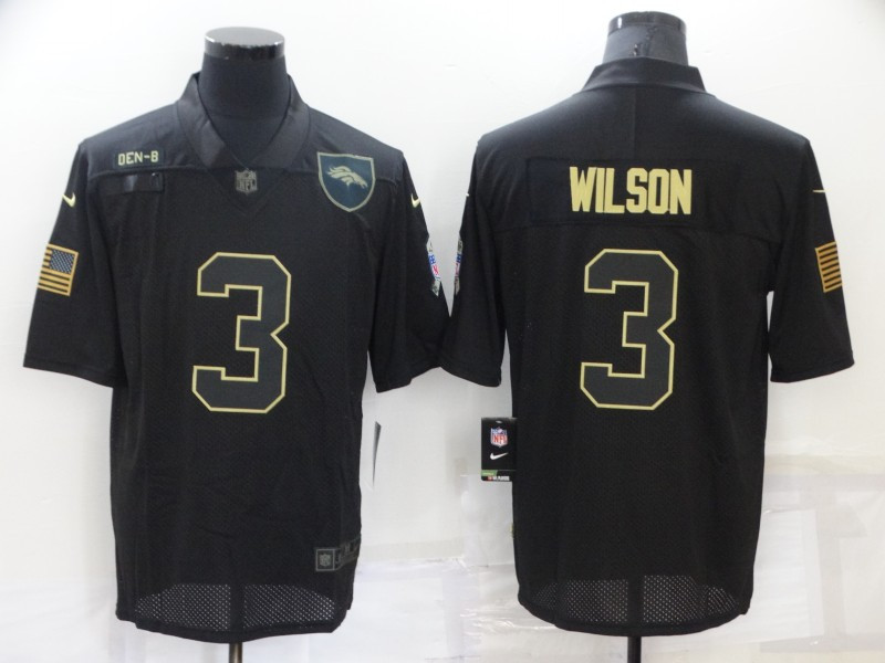 Men’s Denver Broncos #3 Russell Wilson Black 2020 Salute To Service Stitched NFL Nike Limited Jersey
