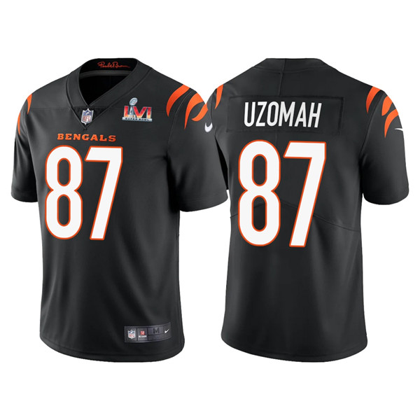 Men’s Cincinnati Bengals #87 C.J. Uzomah 2022 Black Super Bowl LVI Vapor Limited Stitched Jersey